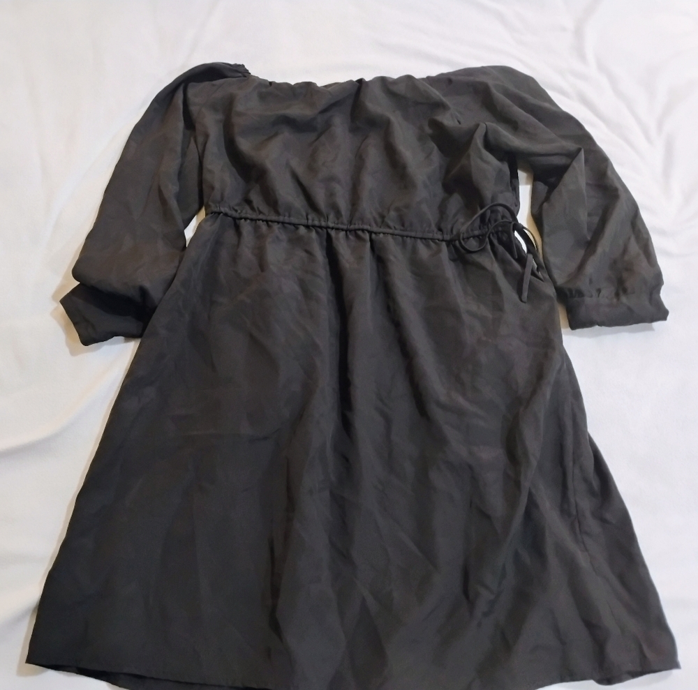 Xhilaration Black Long Sleeve Cinched Waist Dress - Picture 11 of 13